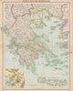 GREECE. Aegean & Ionian Islands Crete. Inset Athens. BARTHOLOMEW 1912 old map