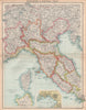 NORTHERN ITALY. Showing railways. Inset Bay of Naples. BARTHOLOMEW 1912 map