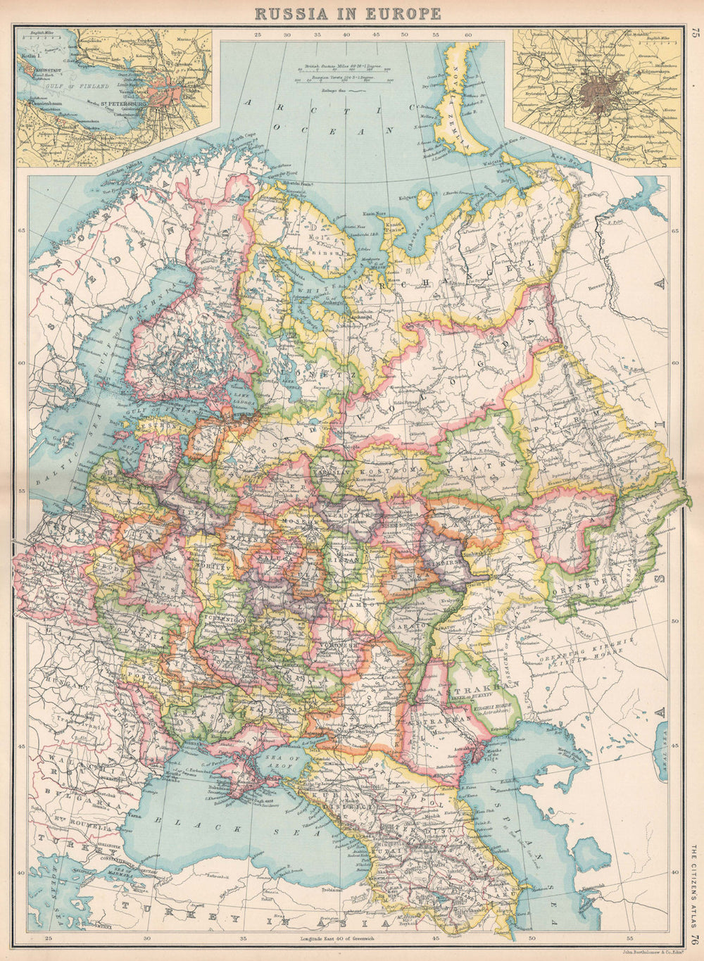 RUSSIA IN EUROPE.Caucasia Livonia Courland.St.Petersburg;Moscow Москва 1912 map