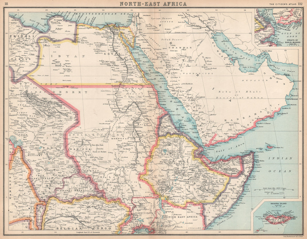 NE AFRICA Anglo-Egyptian Sudan Somaliland 'Dobei'/Dubai Abyssinia 1912 old map