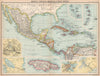 MEXICO CENTRAL AMERICA WEST INDIES. Panama & Proposed Nicaragua canals 1912 map