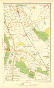 EAST BARNET. Friern Barnet;Whetstone Finchley Cockfosters Totteridge 1937 map