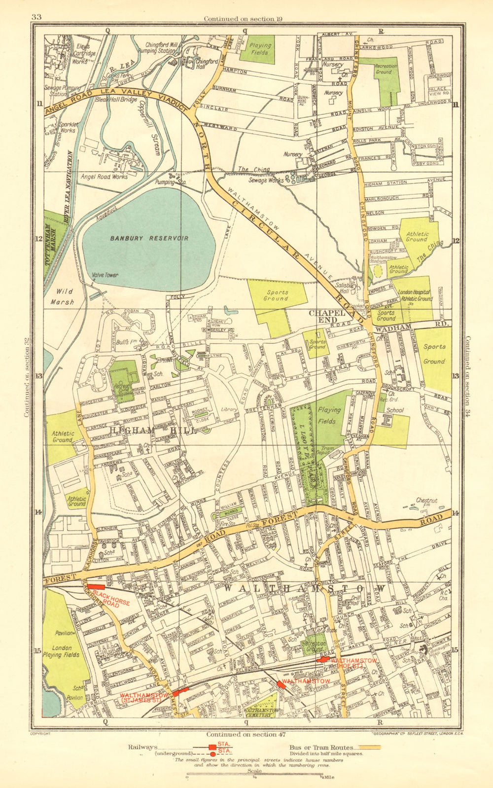 LONDON. Chapel End Higham Hill Walthamstow Black Horse Road 1937 old map
