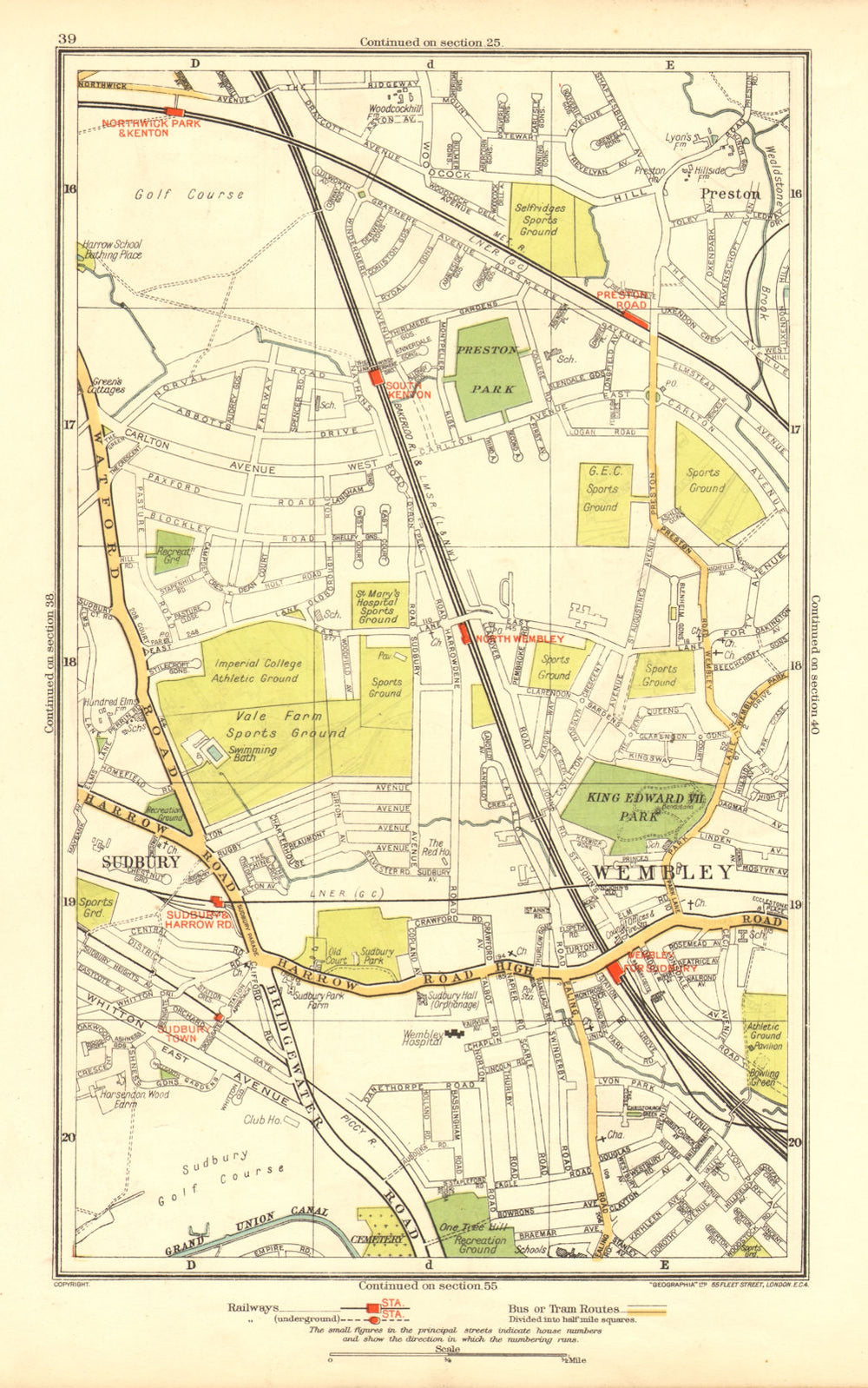 NORTH WEMBLEY. Preston Road Sudbury Northwick Park Kenton 1937 old vintage map