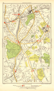 LONDON. Dulwich Herne Hill Tulse Hill Brixton Stockwell Denmark Hill 1937 map