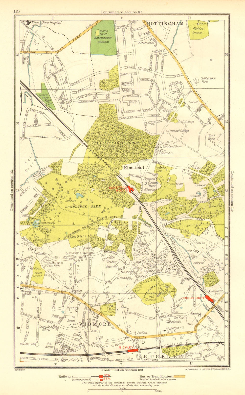 LONDON. Bickley Elmstead Widmore Mottingham Chislehurst Chalkpit Wood ...