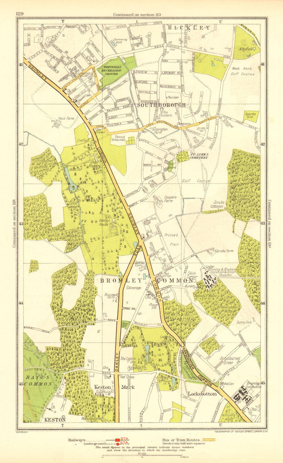 BROMLEY COMMON. Keston Keston Mark Locksbottom Southborough Bromley 1937 map