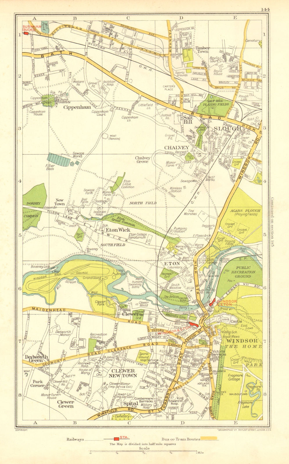 WINDSOR ETON SLOUGH. Clewer Dedworth Chalvey Cippenham Eton Wick 1937 old map
