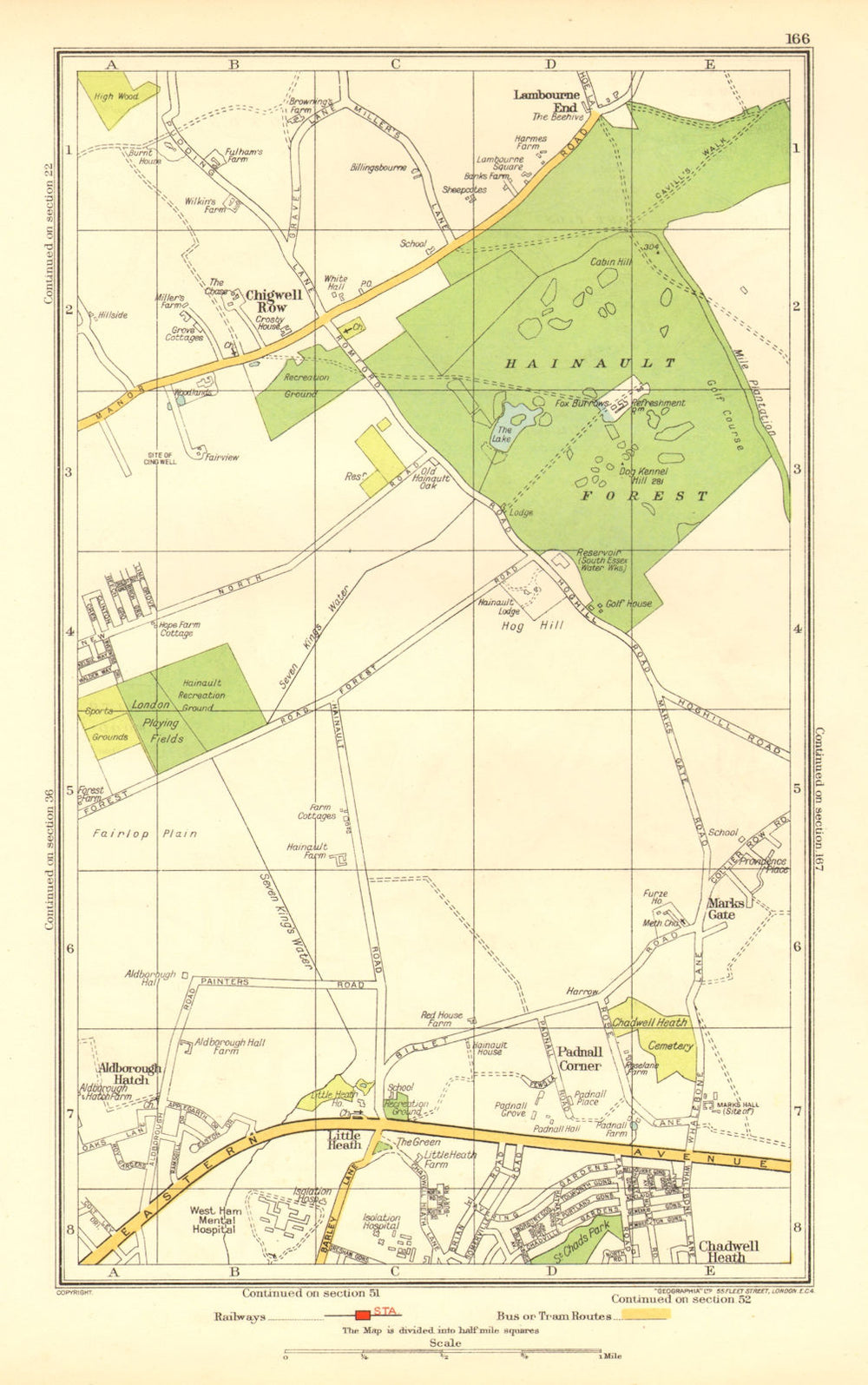 ILFORD. Hainault Aldborough Hatch Chigwell Row Little Heath (Essex) 1937 map