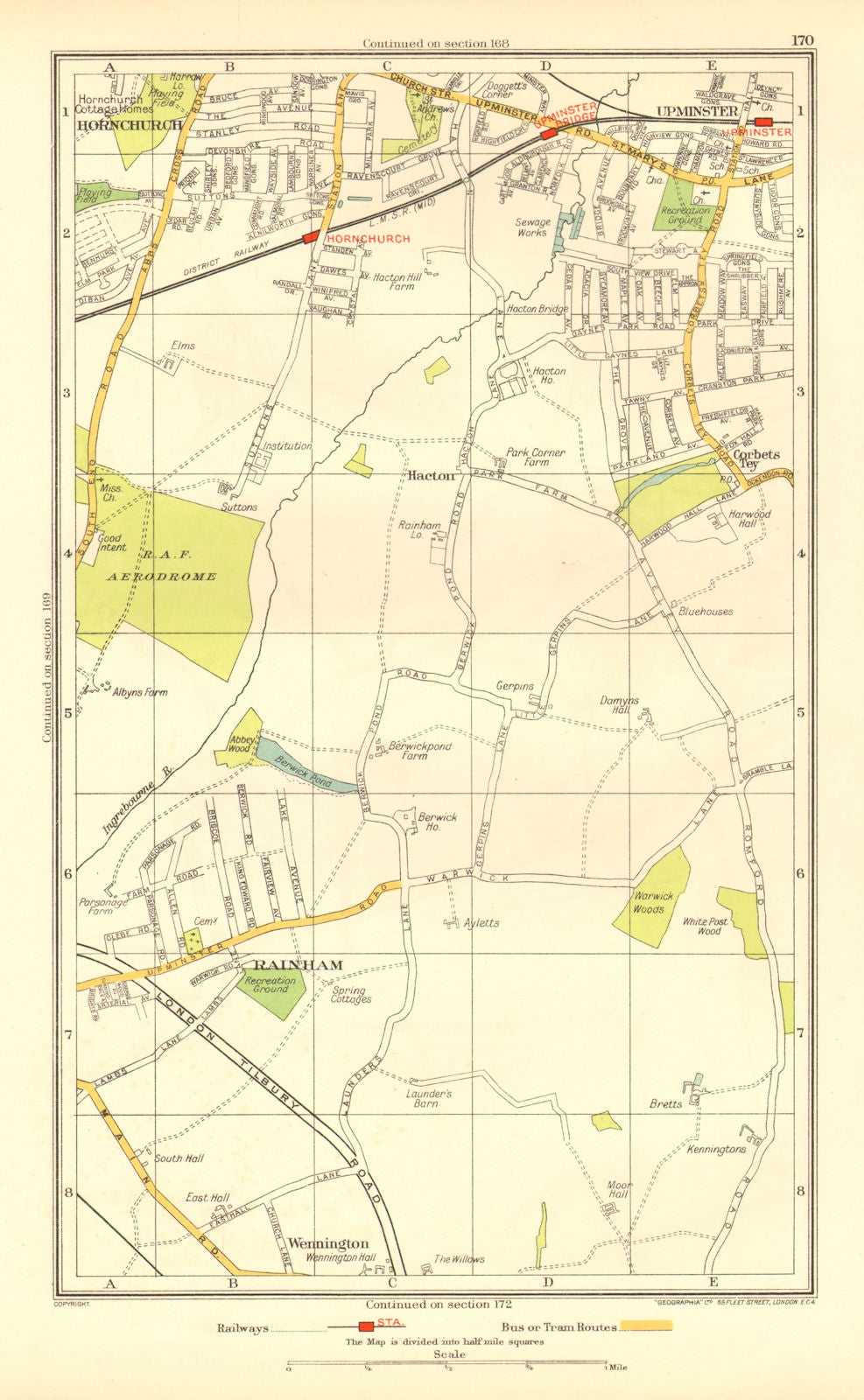 HORNCHURCH UPMINSTER. Rainham Corbets Tey Wennington (Essex) 1937 old ...