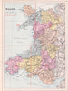 WALES. Antique index map by GW BACON 1884 old vintage plan chart