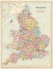 ENGLAND. Antique index map by GW BACON 1884 old vintage plan chart