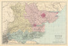 ESSEX. Antique county map by GW BACON 1884 old vintage plan chart