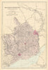 MONMOUTHSHIRE & RIVER WYE. Antique county map by GW BACON 1884 old