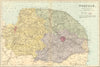 NORFOLK. Antique county map by GW BACON 1884 old plan chart
