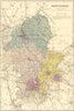 STAFFORDSHIRE. Antique county map by GW BACON 1884 old plan chart