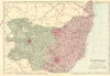 SUFFOLK. Antique county map by GW BACON 1884 old plan chart
