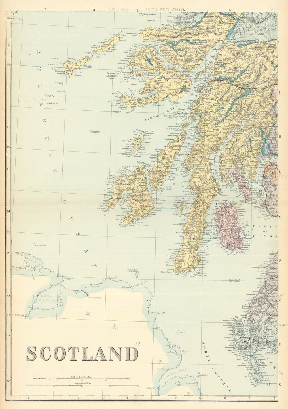 SCOTLAND (South West). Argyll. Bute Islay Jura Mull. GW BACON 1884 old map