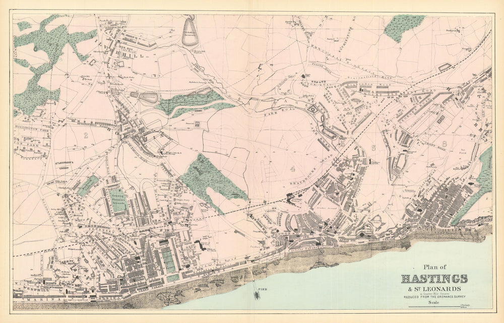HASTINGS. St Leonards Silverhill Blacklands. Town plan. GW BACON 1884 old map