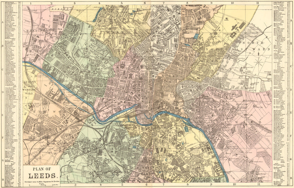 LEEDS. Holbeck Wortley Woodhouse Richmond Hill. Town plan. GW BACON 1884 map