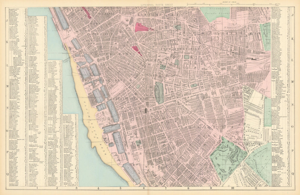 LIVERPOOL South. Toxteth Edge Hill Kensington Princes.Town plan.BACON 1884 map