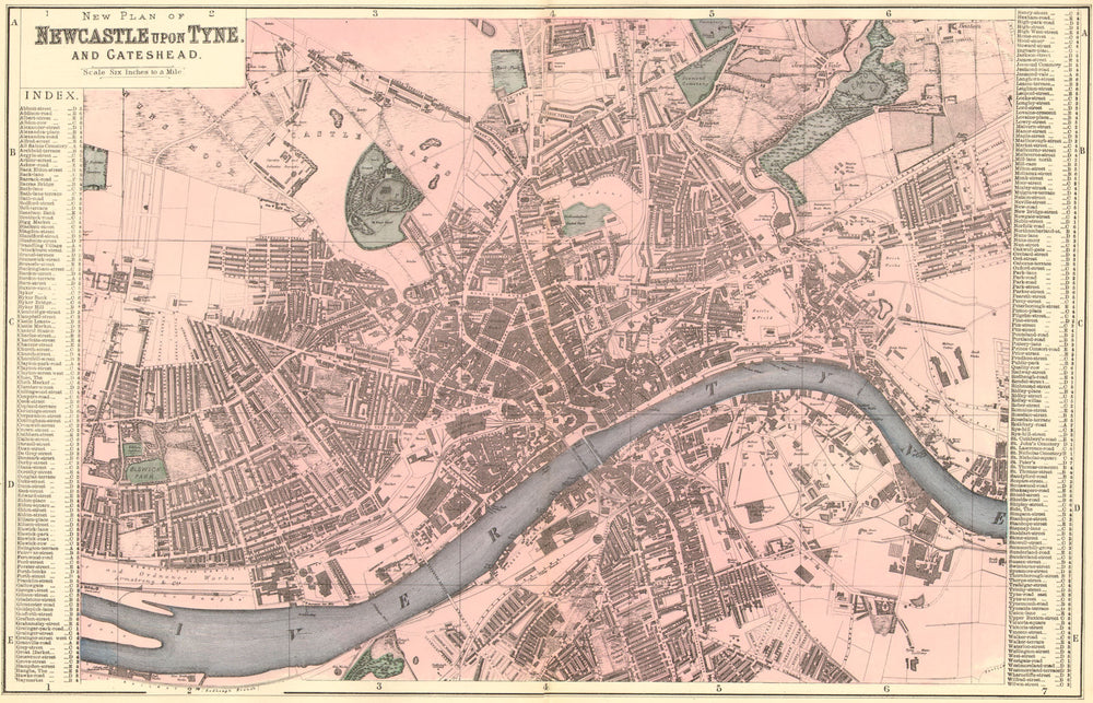 NEWCASTLE-UPON-TYNE. Gateshead Elswick Byker. Town plan. GW BACON 1884 old map