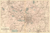MANCHESTER & ENVIRONS. Bolton Stockport Oldham. Antique map by GW BACON 1884