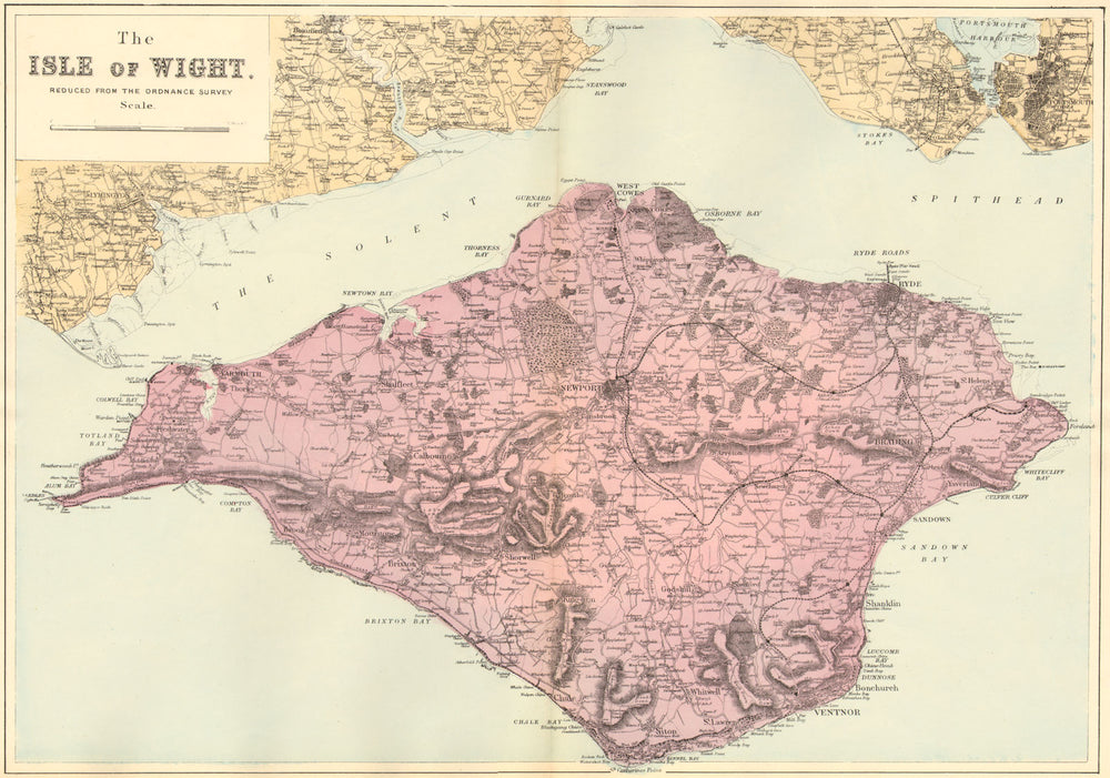 ISLE OF WIGHT. Antique map by GW BACON. Antique map by GW BACON 1884 old