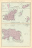 CHANNEL ISLANDS. Alderney Guernsey Sark Jersey. Antique map by GW BACON 1884