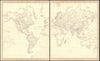 WORLD ON MERCATOR'S PROJECTION. Antique map. SDUK 1848 old chart