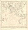 ASIA AUSTRALIA. On Gnomonic Projection. China India Persia. SDUK 1848 old map