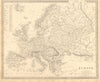 EUROPE. General map. Inset table of population & density by country . SDUK 1848