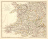 WALES & ENGLAND WEST MIDLANDS. Showing counties. Original colour.SDUK 1848 map