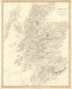 SCOTLAND. General map showing castles & kirks. SDUK 1848 old antique chart