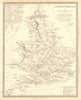 ANCIENT BRITAIN. England & Wales. Roman road town names. Ptolemy SDUK 1848 map