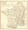 ANCIENT ROMAN FRANCE GAUL. Gallia Transalpina. Roman names roads.SDUK 1848 map