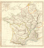 ANCIENT ROMAN FRANCE GAUL. Gallia Transalpina. Roman names roads.SDUK 1848 map