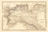 ANCIENT ROMAN ITALY NORTH.Liguria Venetia Gallia Cisalpina.Roads.SDUK 1848 map