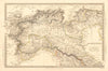ANCIENT ROMAN ITALY NORTH.Liguria Venetia Gallia Cisalpina.Roads.SDUK 1848 map