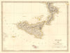 SICILY CALABRIA. Sicily Malta Gozo. Original outline colour. SDUK 1848 old map