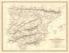 HISPANIA IBERIA. Ancient Spain & Portugal. Roman names & roads. SDUK 1848 map