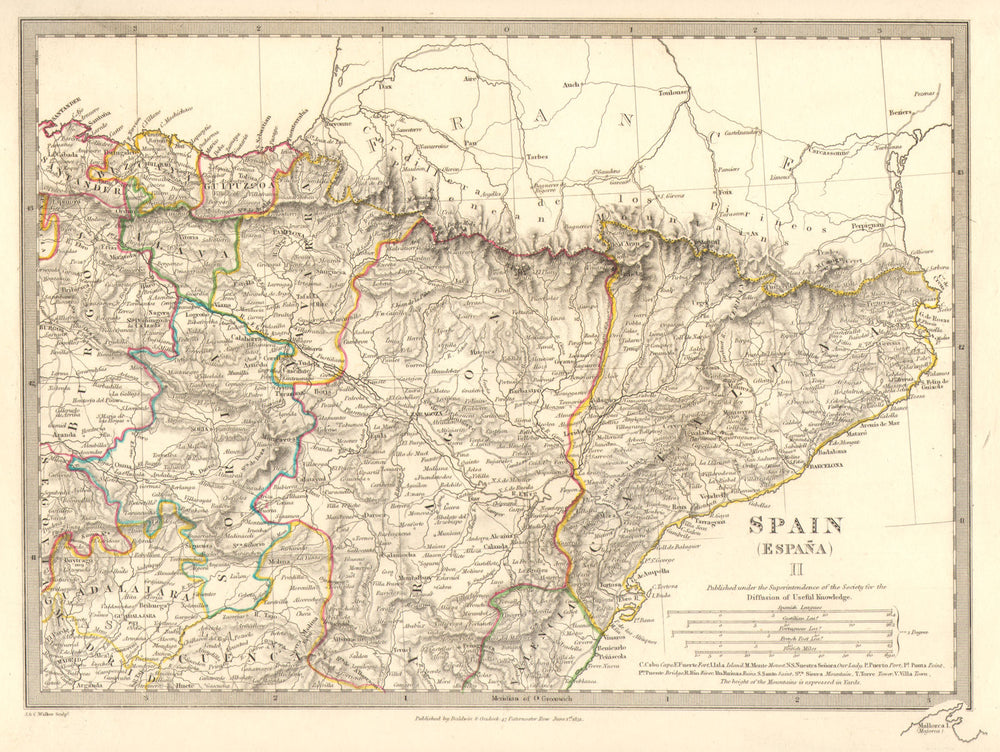 SPAIN NORTH EAST.Cataluna Aragon Soria Navarra Bizcaya Guipozcoa.SDUK 1848 map