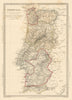 PORTUGAL. Provinces.Algarve Alentejo Estremadura Beira etc. SDUK 1848 old map
