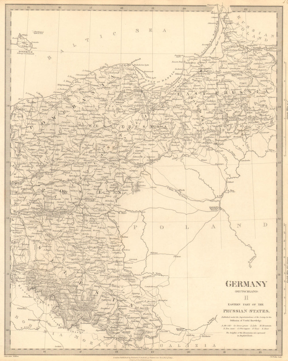 GERMANY DEUTSCHLAND.Eastern Prussian States.Silesia;Pomerania.SDUK 1848 map