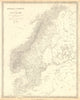SCANDINAVIA. Sweden, Norway, and Denmark. Population table. SDUK 1848 old map