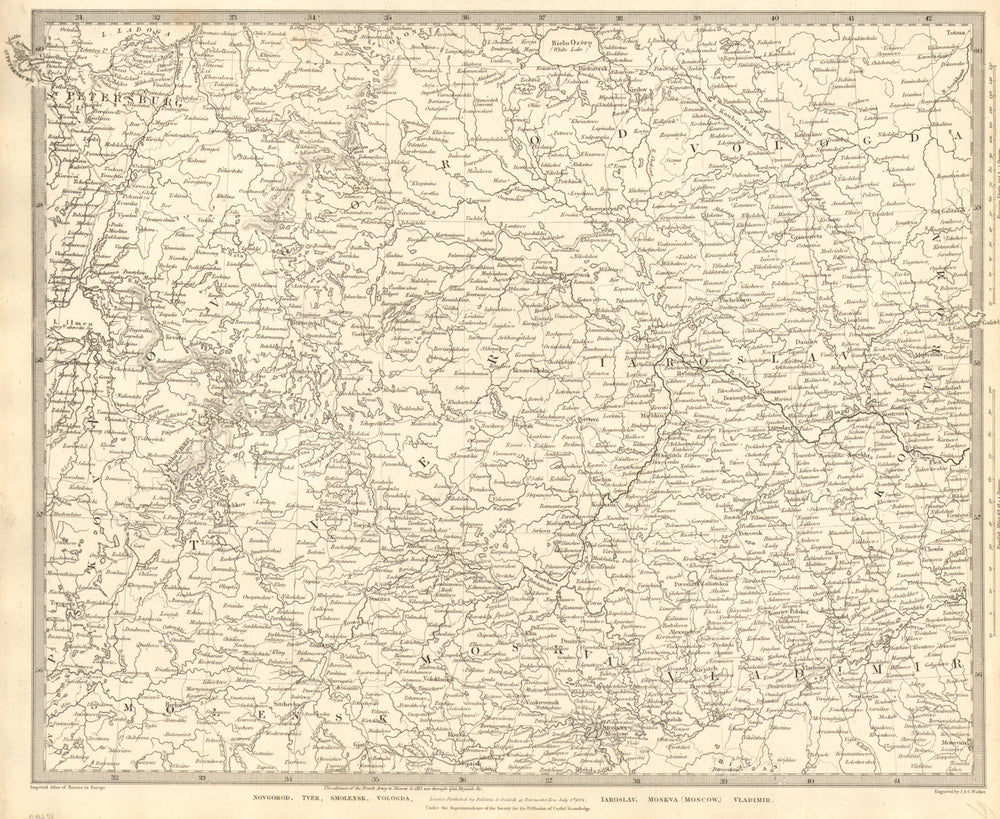 RUSSIA.Novgorod Tver Smolensk Vologda Iarolslav Moscow Vladimir.SDUK 1848 map
