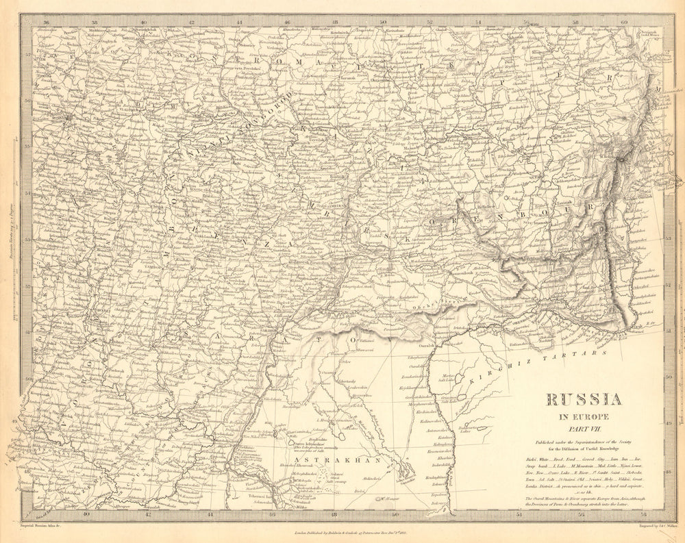 RUSSIA.Astrakhan Kostroma Viatra Perm Penza Saratov Kazan Tambor.SDUK 1848 map
