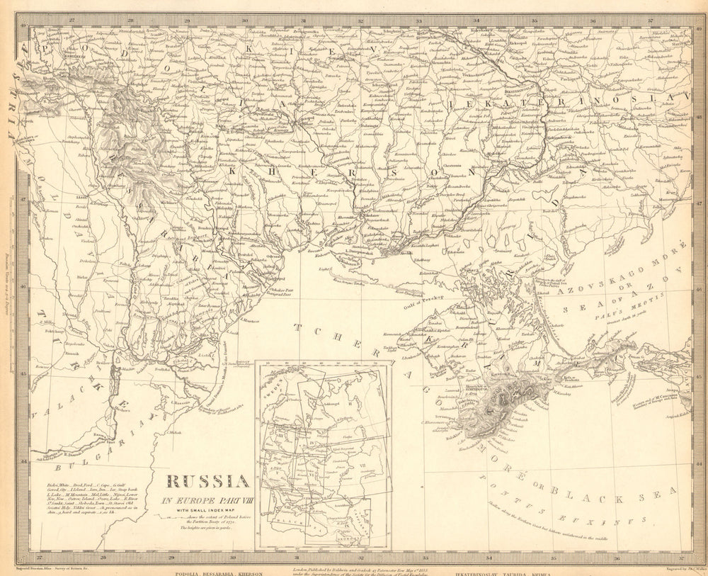 UKRAINE MOLDOVA. Podolia Bessarabia Kherson Taurida Crimea Kiev. SDUK 1848 map