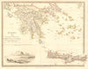 GREECE.Crete Morea Aegean Ionian Cyclades Zakynthos Peloponnese.SDUK 1848 map