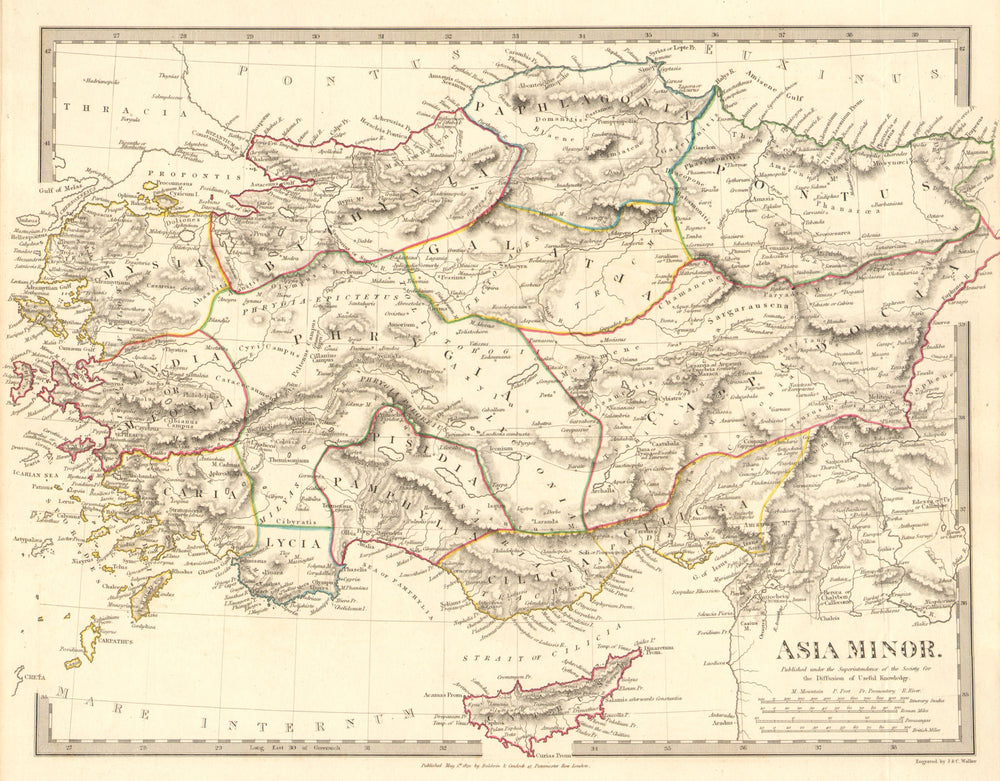 ASIA MINOR ANCIENT. Turkey. Cappadocia Cyprus Galatia Phrygia. SDUK 1848 map